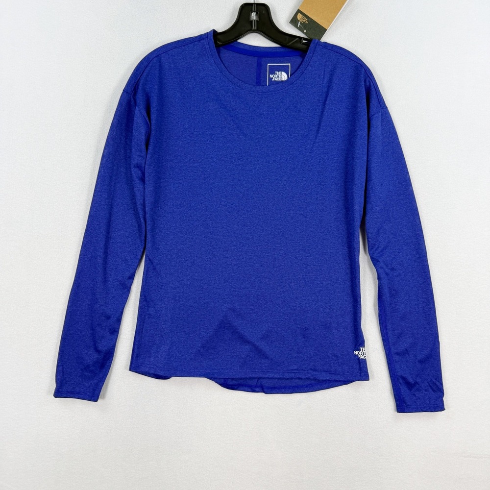The North Face Breeze Flashdry Long Sleeve Tee Size S Women Lapis Blue Flash NEW